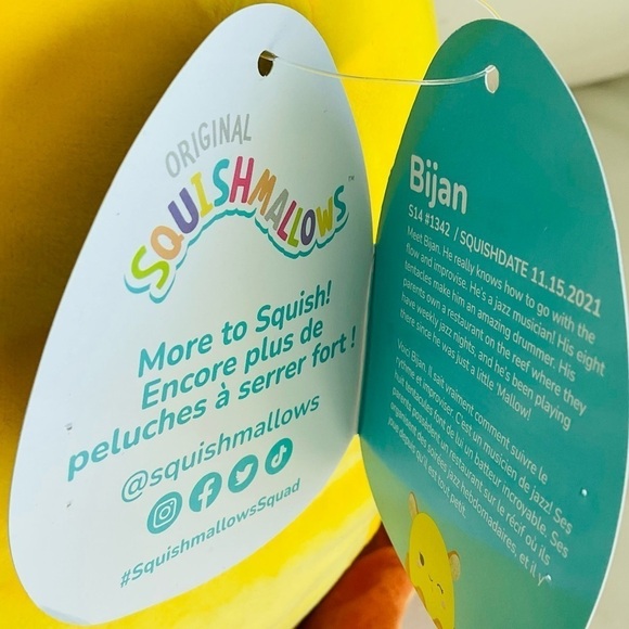 Squishmallows Bijan The Yellow Dumbo Octopus 14” Inch Plush - NWT💛 - Picture 7 of 7